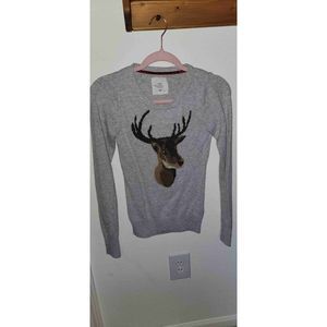 L.O.G.G. H&M Womens Grey Knit Embroidered Pullover Crew Neck Sweater Size XS